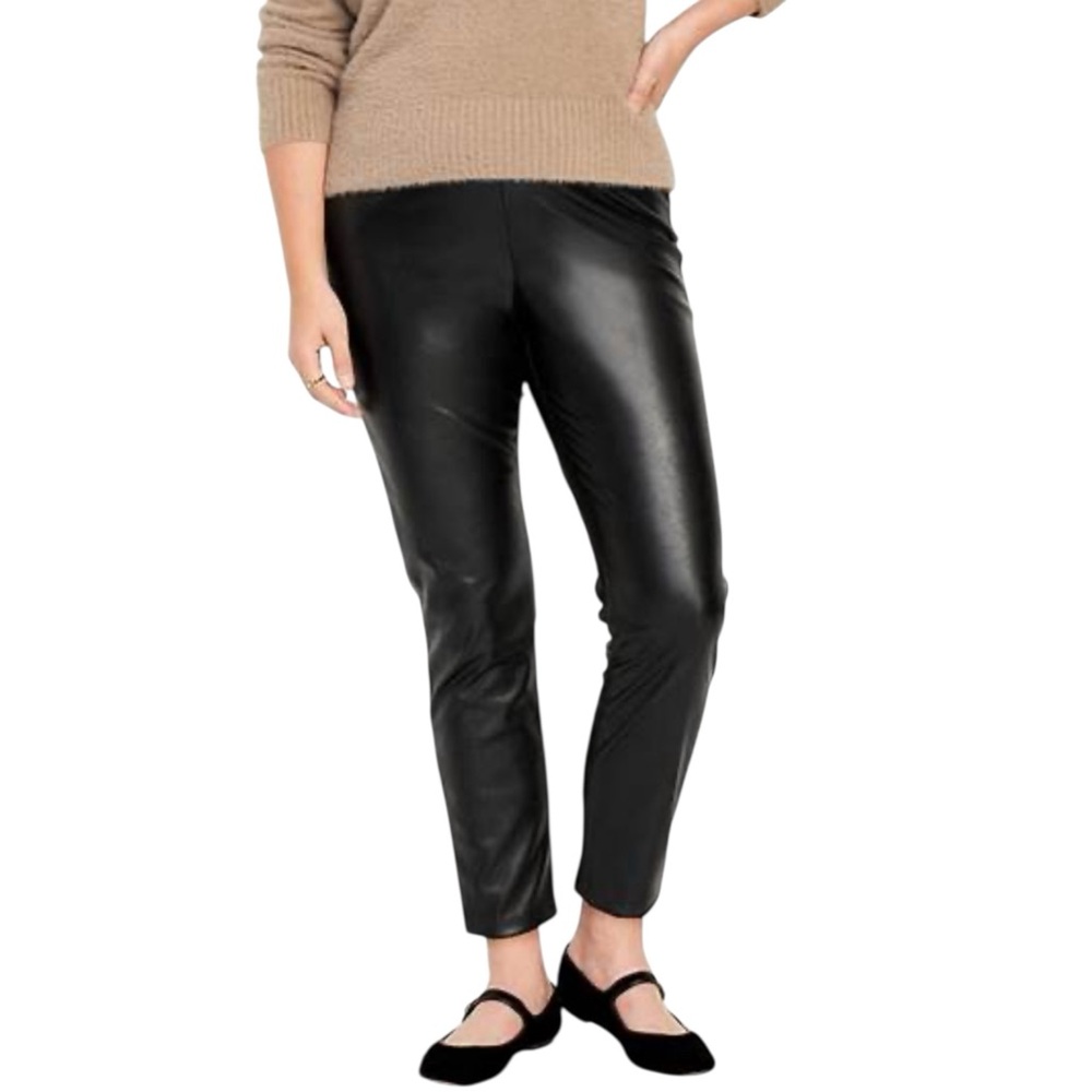 Old Navy Faux Leather High Rise Pants Size 14 Skinny Tapered Side Zip